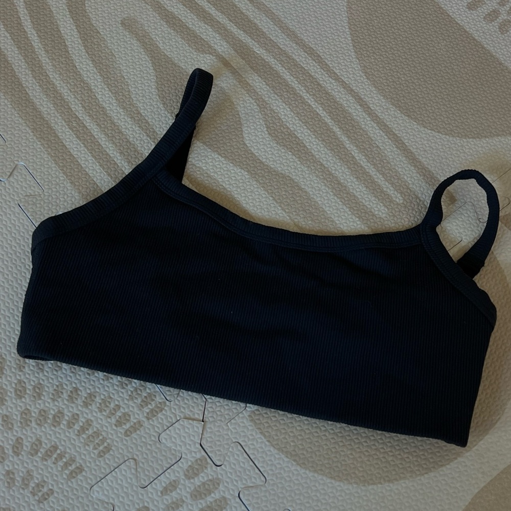 Arrive adjustable Black Ribbed Crop Top